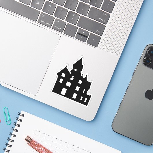 Sticker Haunted House Halloween (Ordinateur portable avec iPhone)