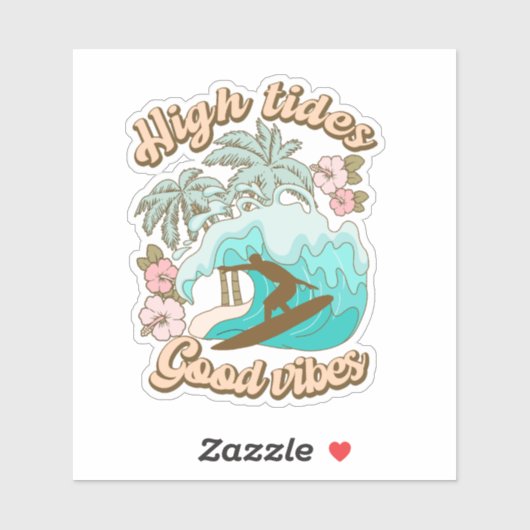 Sticker Haut Marches Good Vibes Boho Surf rétro (Feuille)