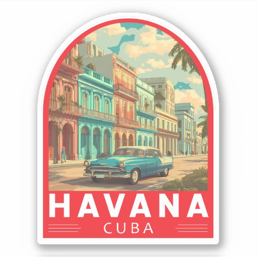 Sticker Havana Cuba Travel Art Emblem (Devant)