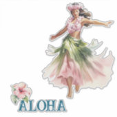 Sticker Hawaii Aloha Dancer Hibiscus Fleur (Devant)