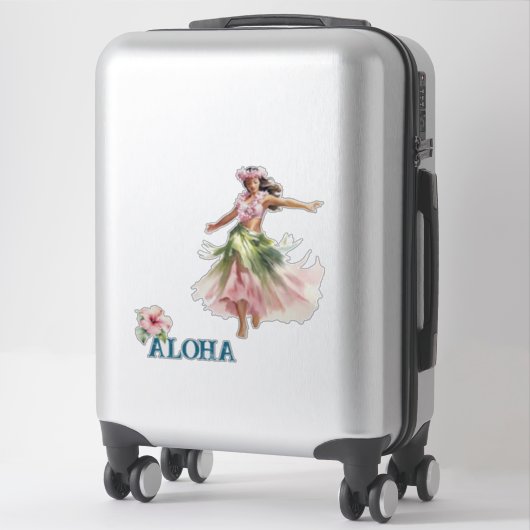 Sticker Hawaii Aloha Dancer Hibiscus Fleur (Sur valise)