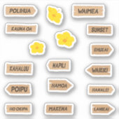 Sticker Hawaii Beach Name et Hibiscus Flowers (Devant)