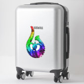 Sticker Hawaii Honu Tribal Hook Neon Rainbow (Sur valise)