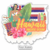 Sticker Hawaii Hula Dancer Retro Pacific Souvenir Vintage (Devant)