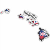 Sticker HAWAII ÎLES HI Drapeau NOIR (Devant)