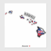 Sticker HAWAII ÎLES HI Drapeau NOIR (Feuille)