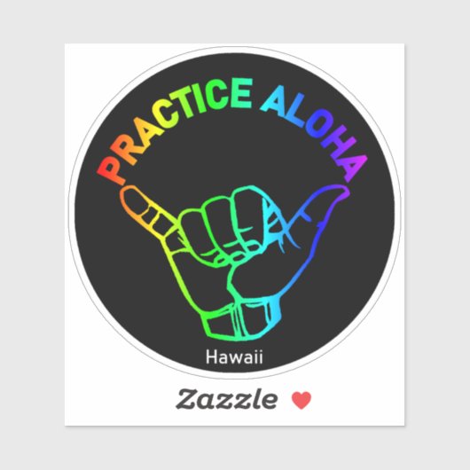 Sticker Hawaii Practice Aloha Rainbow Shaka (Hang lâche) (Feuille)