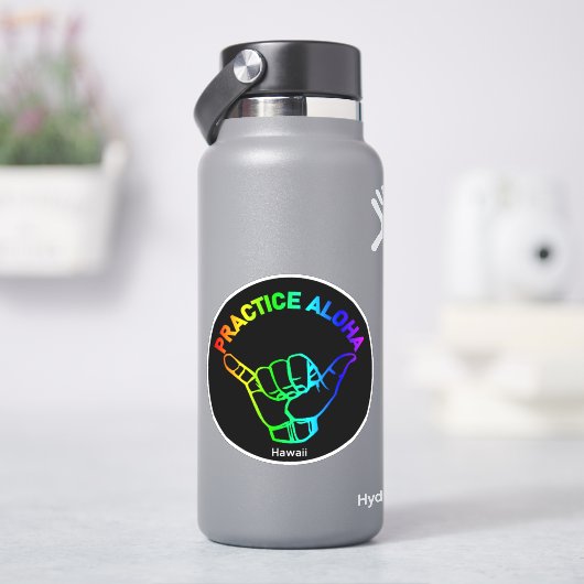 Sticker Hawaii Practice Aloha Rainbow Shaka (Hang lâche) (HydroFlask)