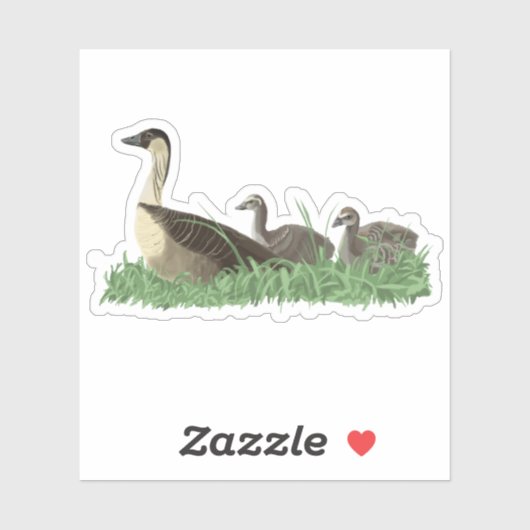 Sticker Hawaii State Bird Nene Goose Family (Feuille)