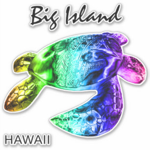 Sticker Hawaii Tribal Honu Rainbow