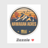 Sticker Hawaiian Acres, Hawaï (Feuille)