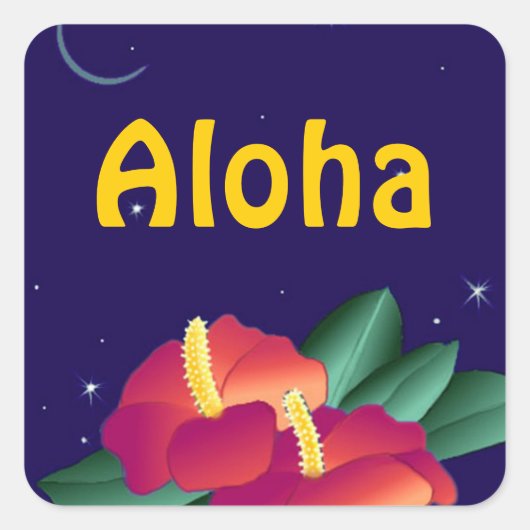 Sticker Hawaiian Night Stars Hibiscus Aloha (Devant)