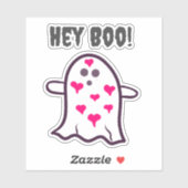 Sticker Hé Boo ! Fantôme couvert dans les coeurs (Feuille)