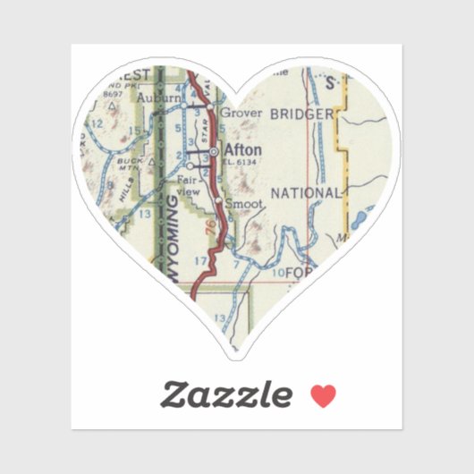 Sticker Heart Afton WY (Feuille)