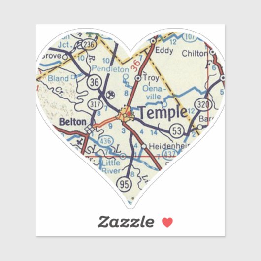 Sticker Heart Belton Temple Texas (Feuille)