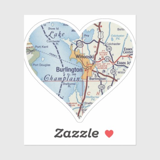 Sticker Heart Burlington Vermont et Winooski (Feuille)