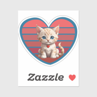 Sticker heart cat