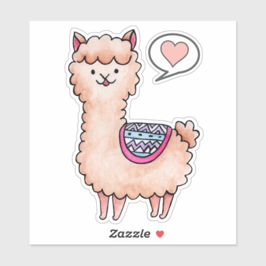 Sticker Heart Llama (Feuille)