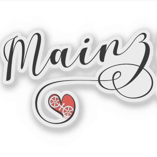 Sticker Heart Mainz Drapeau, I Love Mainz, Meenz (Devant)
