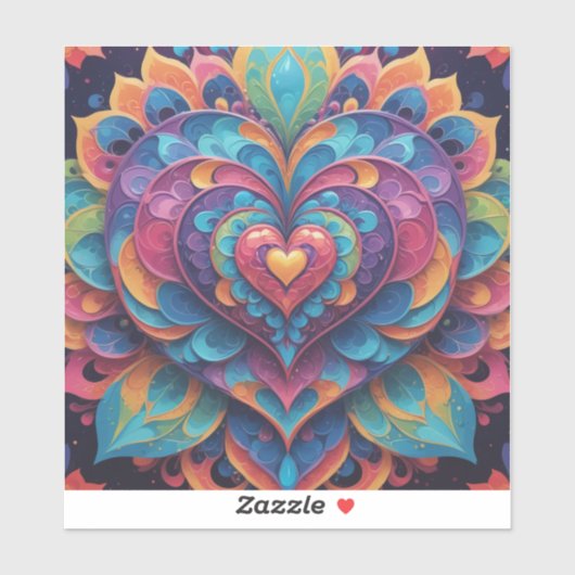 Sticker Heart Mandala (Feuille)