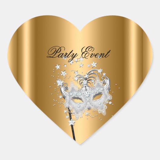 Sticker Heart MASK Gold Silver Party (Devant)