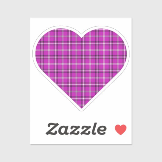 Sticker Heart Plaid Pink Purple Black (Feuille)