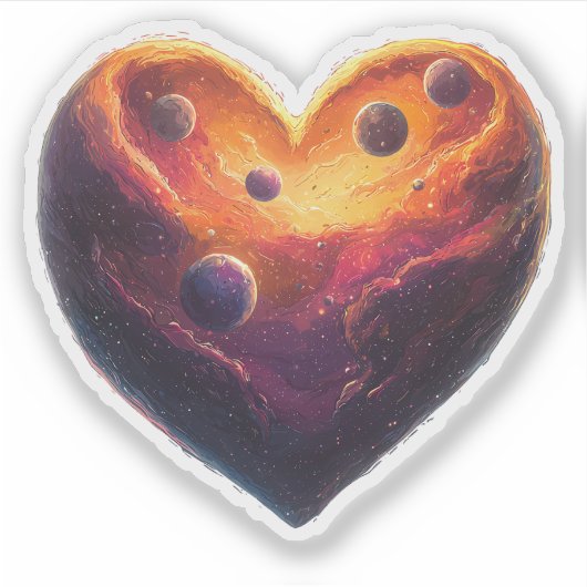 Sticker Heart Planet Saint Valentin (Devant)