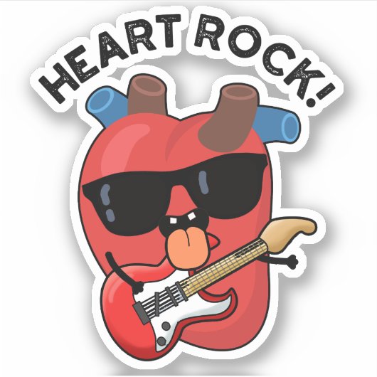 Sticker Heart Rock Funny Music Pun (Devant)
