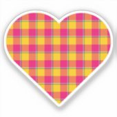 Sticker Heart Shaped Plaid Yellow Pink (Recto)