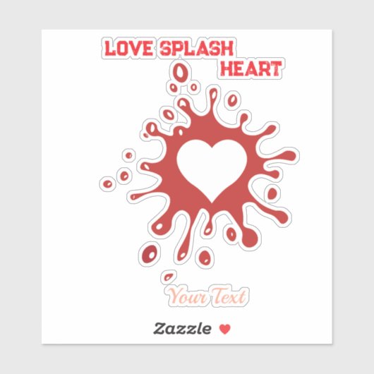 Sticker Heart Splash Art – Creative Love Expression Design (Feuille)