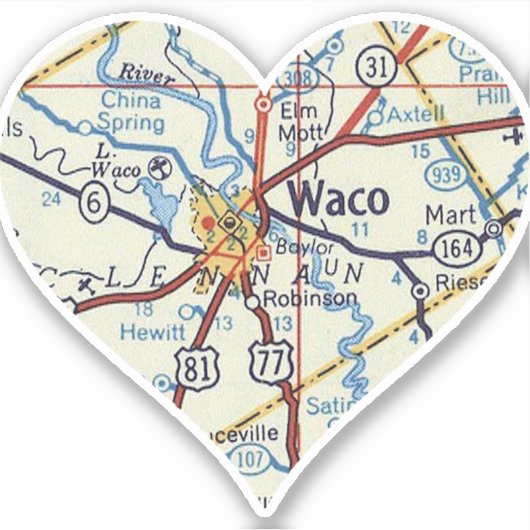 Sticker Heart Waco Texas (Devant)