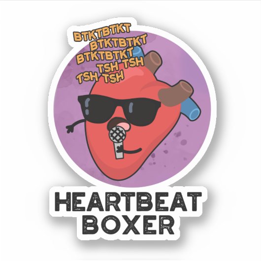 Sticker Heartbeat Boxer Funny Music Heart Pun (Devant)