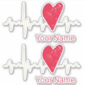 Sticker Heartbeat Pulse Heart Valentine's Day or Mother's (Devant)