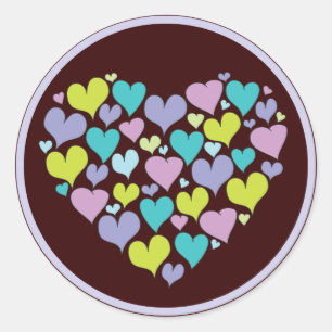 Sticker Hearts Love dans de jolies violettes