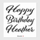 Sticker Heather Nom Prénom Anniversaire de la Broderie noi (Feuille)