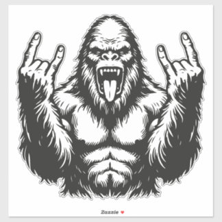 Sticker Heavy Metal Headbanger Sasquatch Rock On