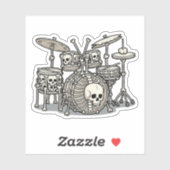 Sticker Heavy Metal Skeleton Drum Kit (Feuille)