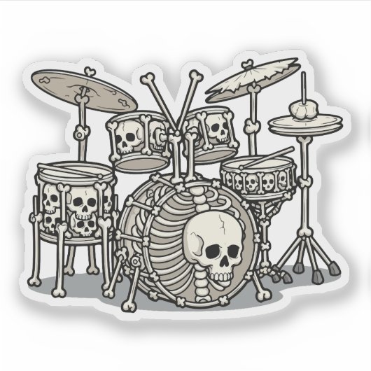 Sticker Heavy Metal Skeleton Drum Kit (Devant)