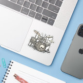 Sticker Heavy Metal Skeleton Drum Kit (Ordinateur portable avec iPhone)
