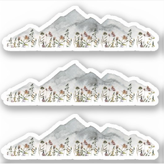 Sticker HEIDI Watercolor Mountains & Fleurs sauvages color (Devant)