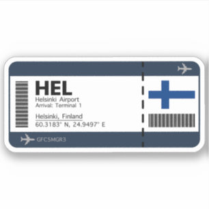 Sticker HEL Helsinki, Finlande Passe d'embarquement aéropo