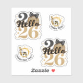 Sticker Hello Happy New Year 2026 (Feuille)