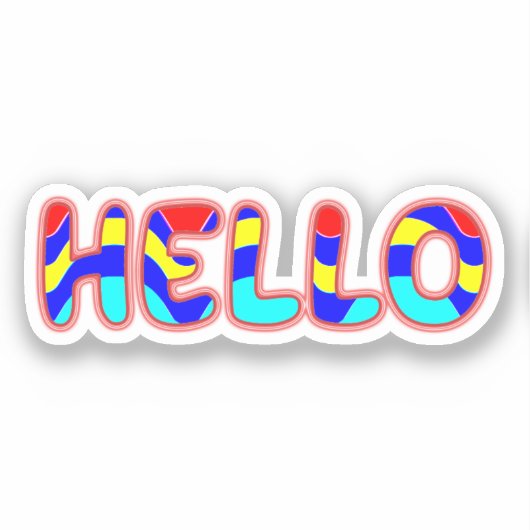 Sticker HELLO Multicolor Vibrant Texte (Recto)