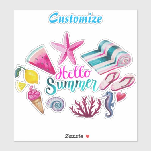 Sticker Hello Summer (Feuille)