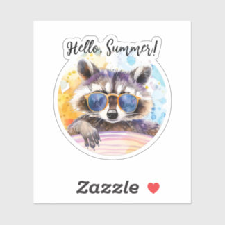 Sticker Hello Summer Raccoon dans les lunettes de soleil A