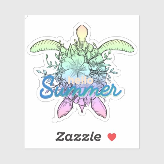 Sticker Hello Summer Turtle (Feuille)