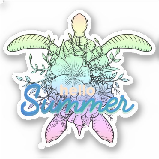 Sticker Hello Summer Turtle (Devant)