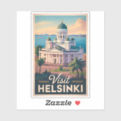 Sticker Helsinki Finland Cathedral Travel Art Vintage (Feuille)