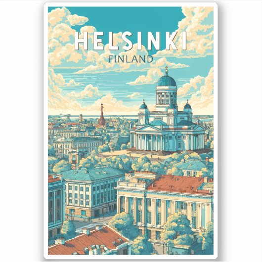 Sticker Helsinki Finland Travel Art Vintage (Devant)