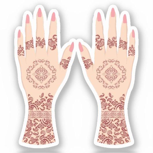 Sticker Henna Mehndi Hands Desi Arabe (Recto)
